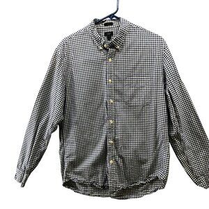 J. Crew Slim Fit Oxford Gingham Shirt Mens L Long Sleeve Blue White Cotton Blend